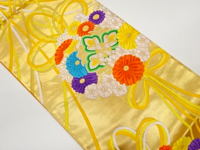 JAPANESE FUKURO OBI / WOVEN FLOWER KUSUDAMA PATTERN